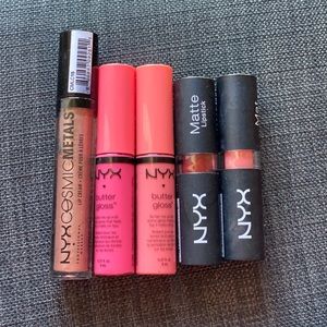 Assorted NYX lipsticks and glosses